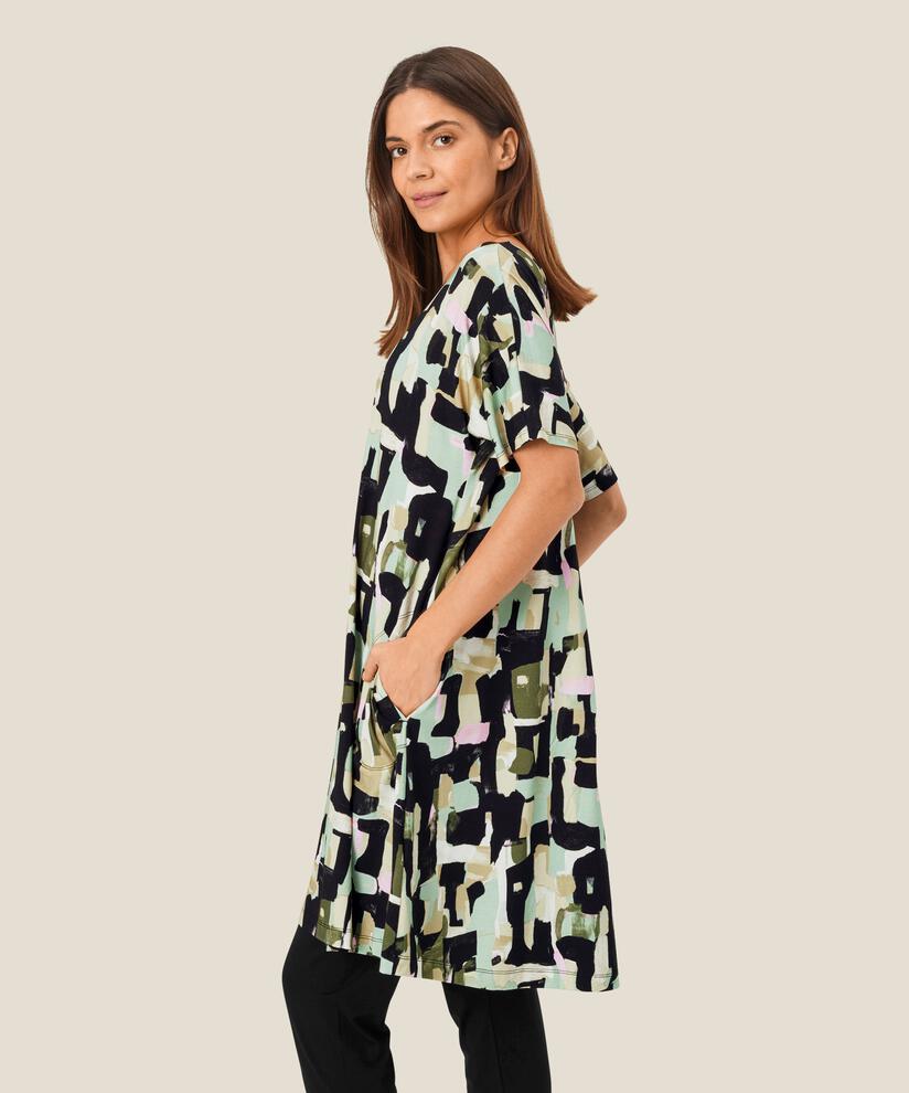 tunique en jersey imprimé avec poches fendues, Frosty Green