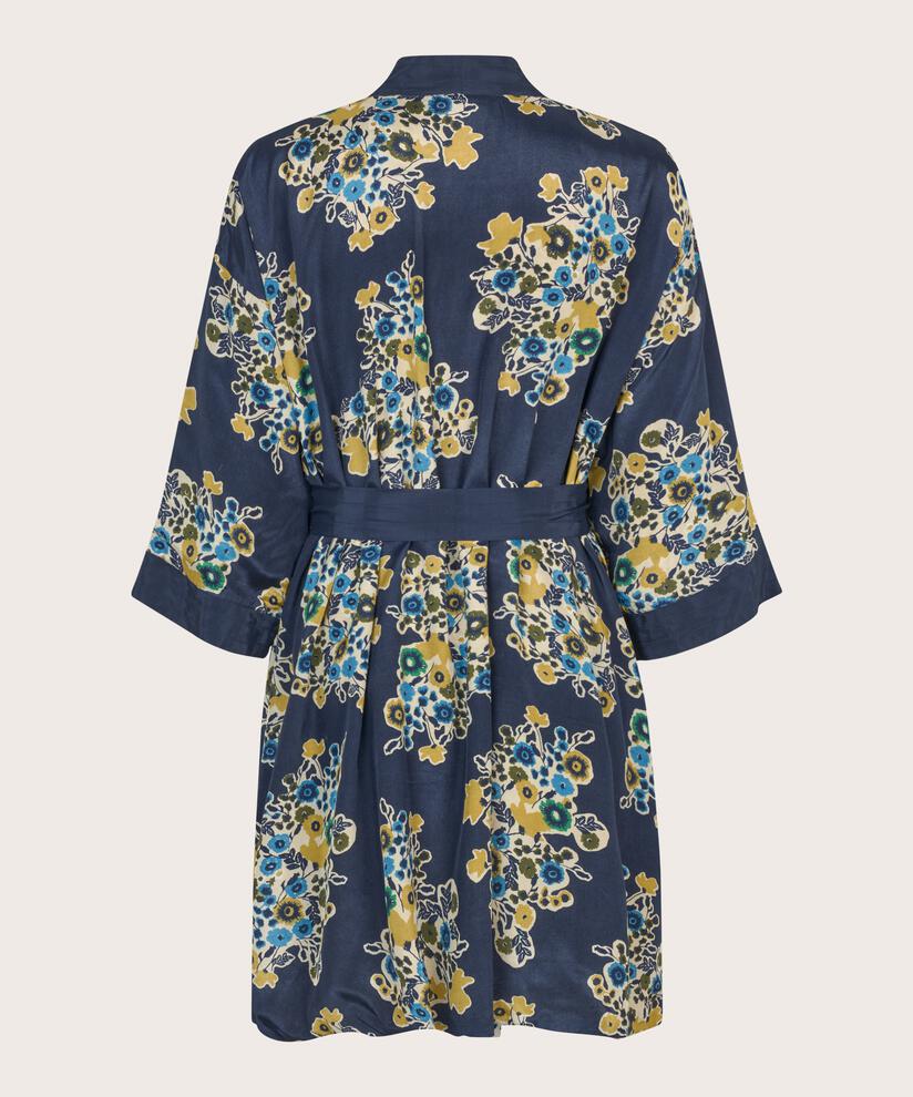 veste kimono fleurie avec ceinture, Mood Indigo