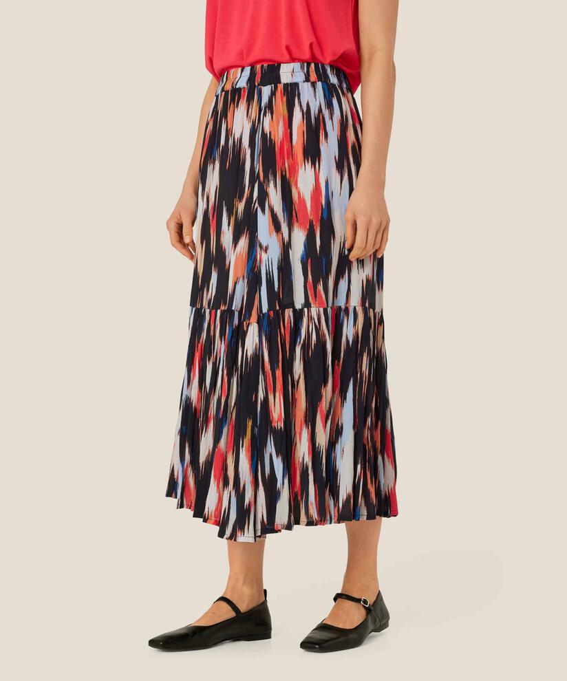 jupe en viscose imprimée avec taille élastique, Hibiscus