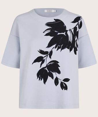 t-shirt avec imprimé floral en qualité sweat-shirt doux, Heather
