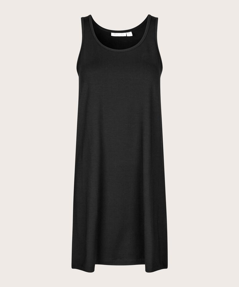 fond de robe en jersey à col rond, Black