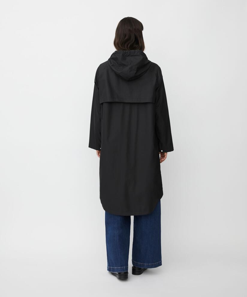 imperméable avec capuche et fermeture éclair à double curseur, Black