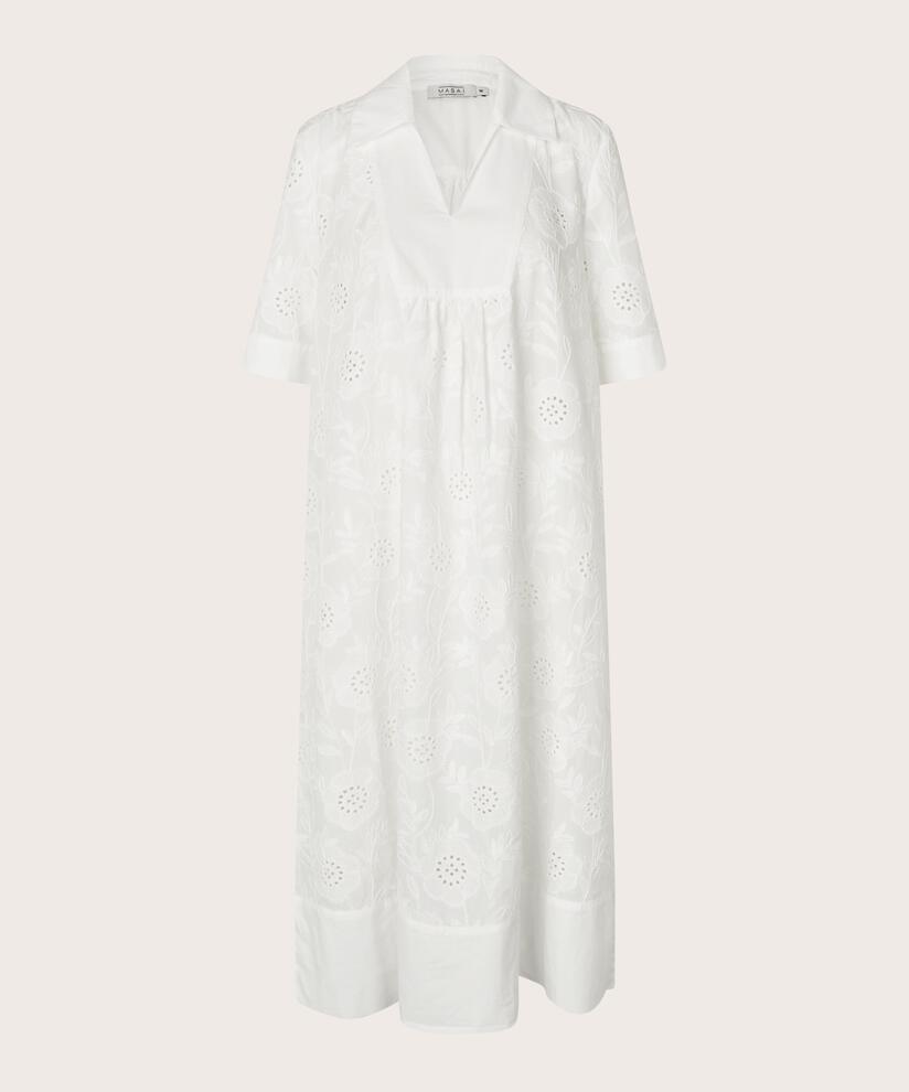 robe en broderie anglaise avec col en v, White