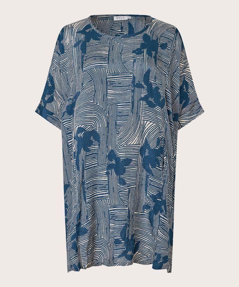 tunique en viscose imprimée à col rond, Sargasso Sea