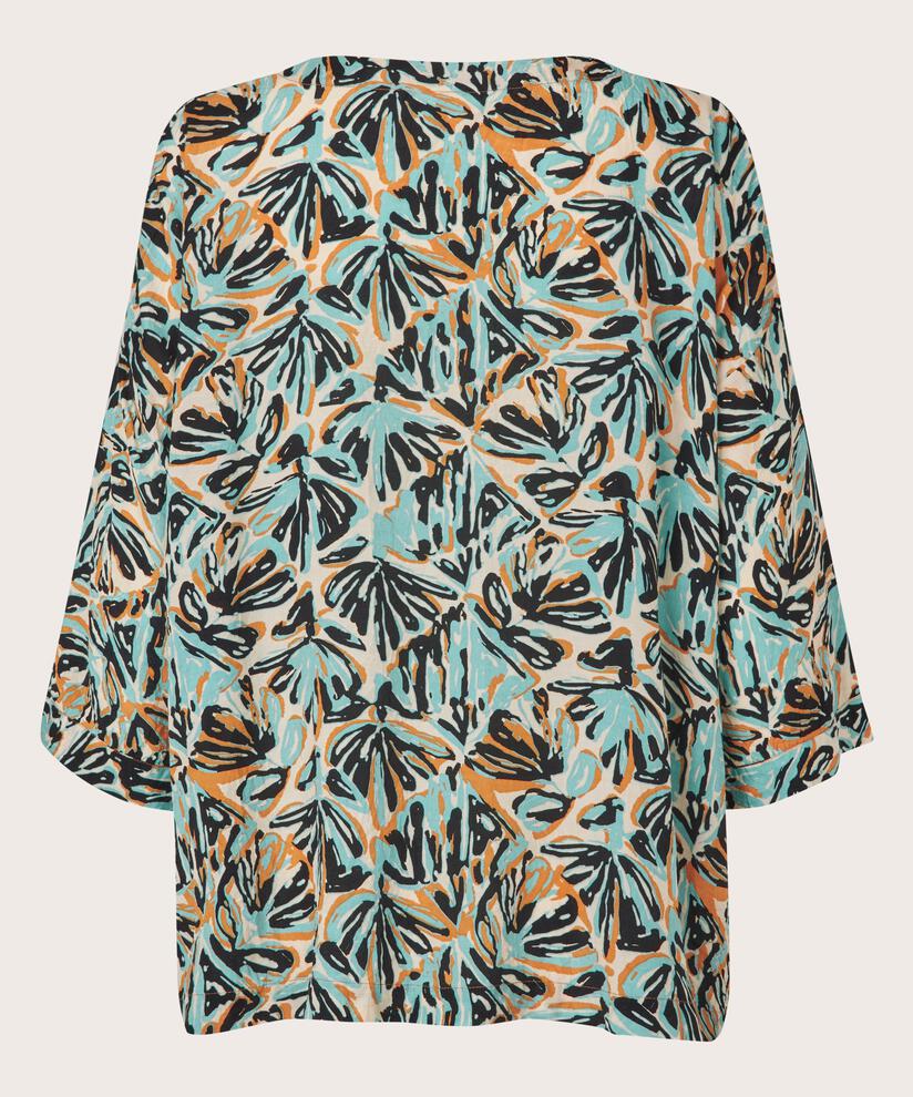 blouse en viscose imprimée à manches 3/4, Aqua