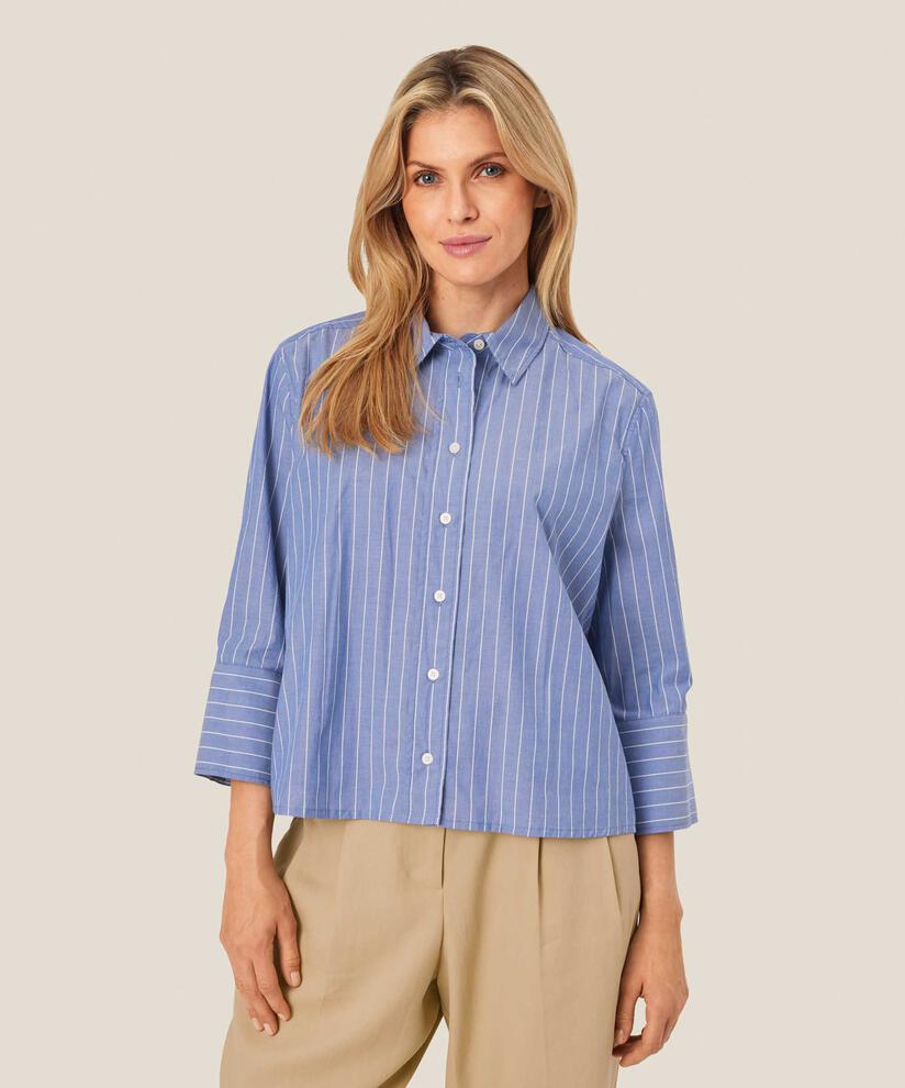 chemise en coton rayé à manches trois-quarts, Sargasso Sea