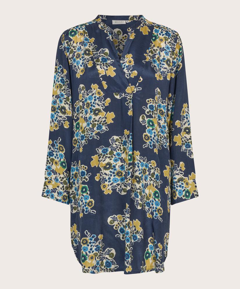 tunique fleurie en viscose avec col en V, Mood Indigo