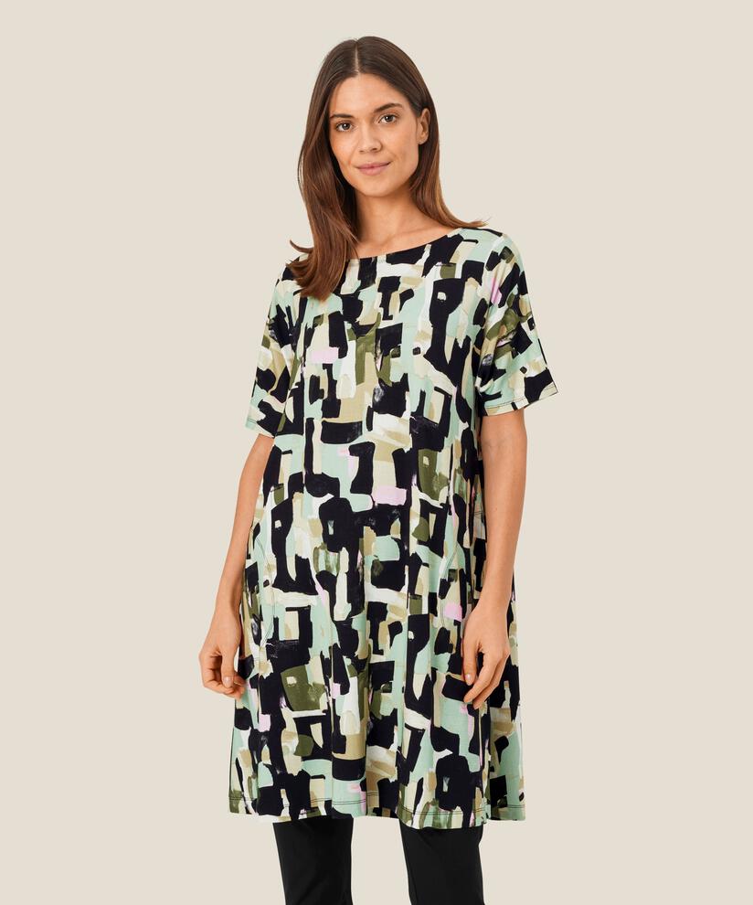 tunique en jersey imprimé avec poches fendues, Frosty Green