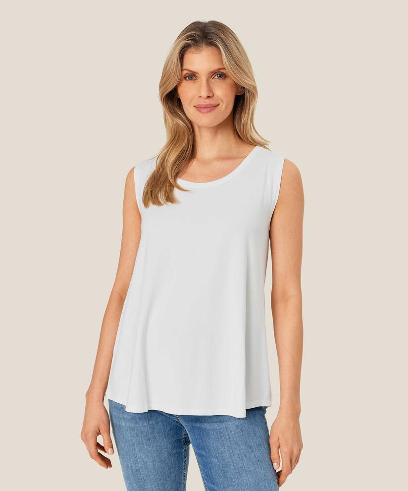 Top En Jersey Sans Manches À Col Rond, White